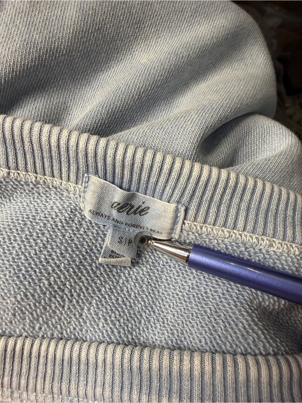 Aerie Seams Right Washed Blue Cropped Puff-Sleeve Sweatshirt Top - Picture 8 of 8